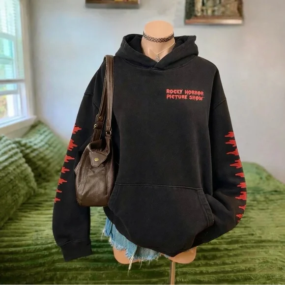 Rocky Horror Picture Show XL Black Sweatshirt Hoodie H&M Divided Cotton Blend - Picture 1 of 9